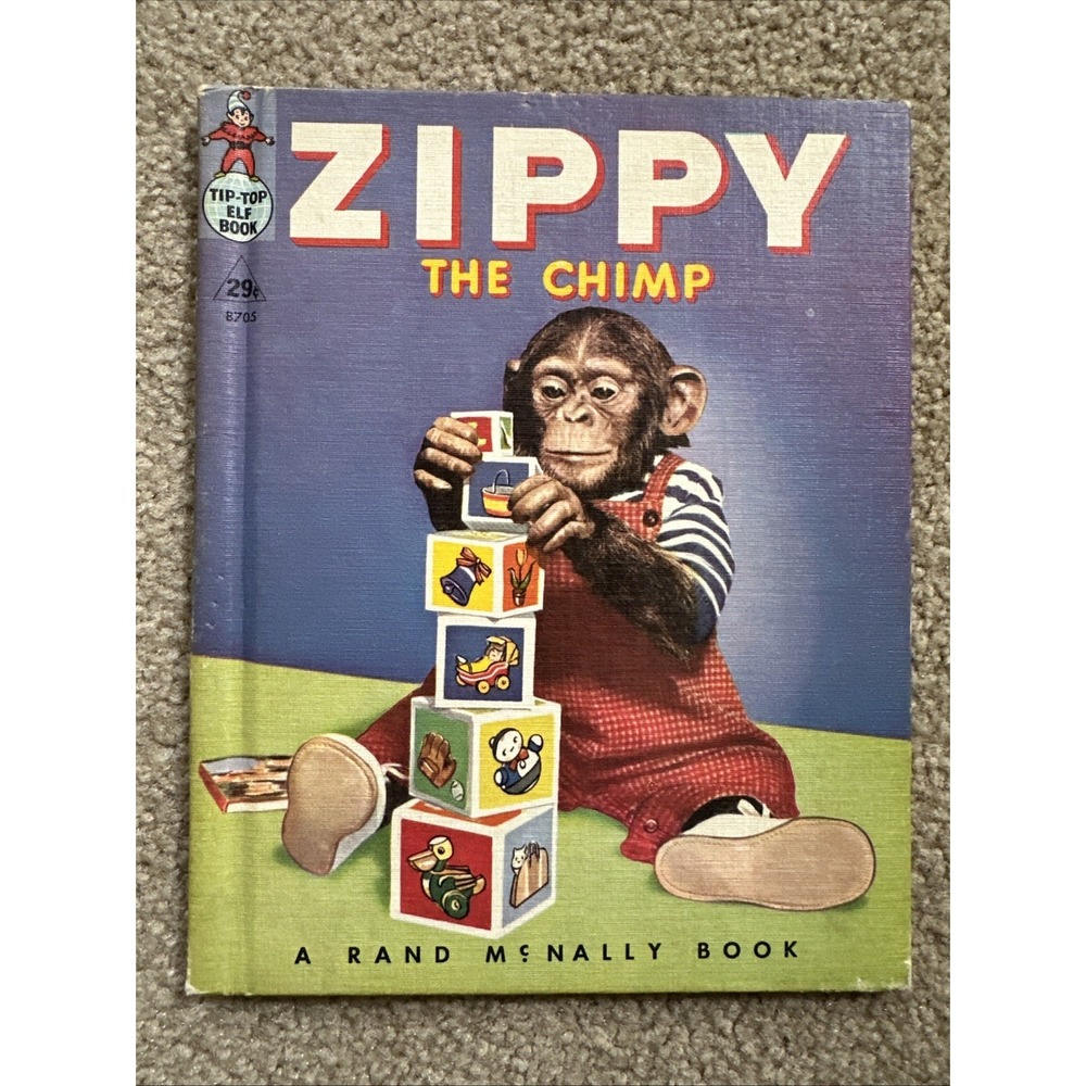 1953 ZIPPY THE CHIMP Rand McNally Book Slight Damage (chips) Clean